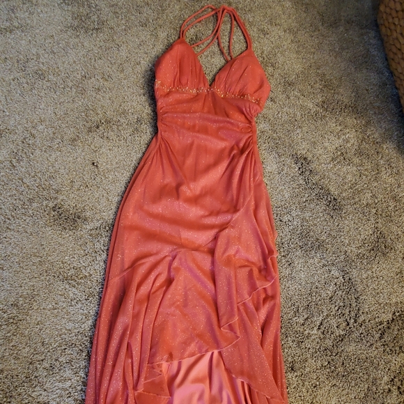 Sparkly coral semi-formal or prom dress. Sz smal - Picture 3 of 3
